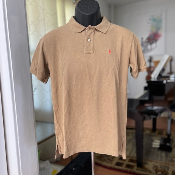 Fair Youth Size Large (16-18) Polo Ralph Lauren Logo Embroidered Polo Shirt Sand - Picture 6 of 12